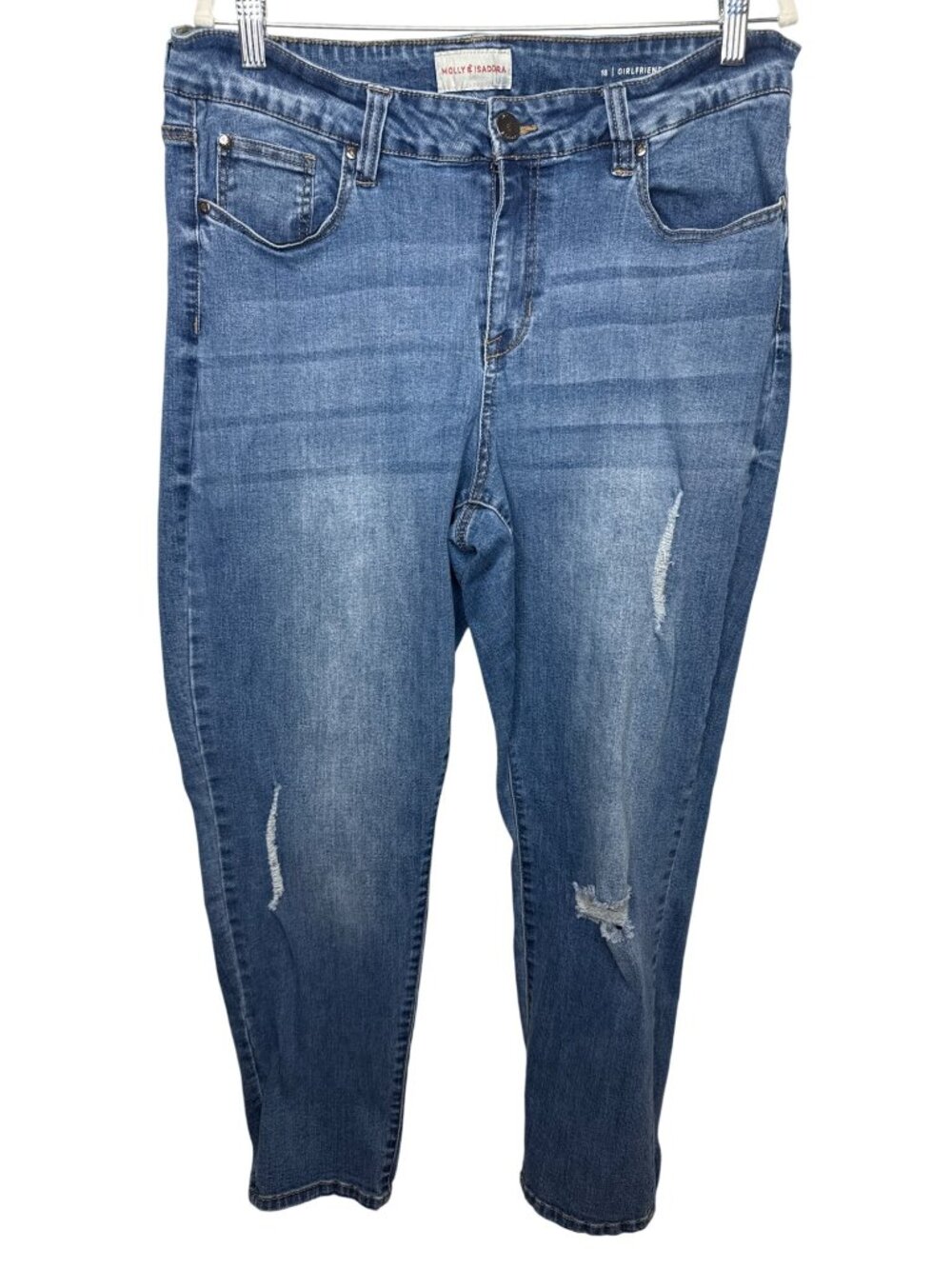 Plus Size 18 Girlfriend Jeans Distressed Stretch